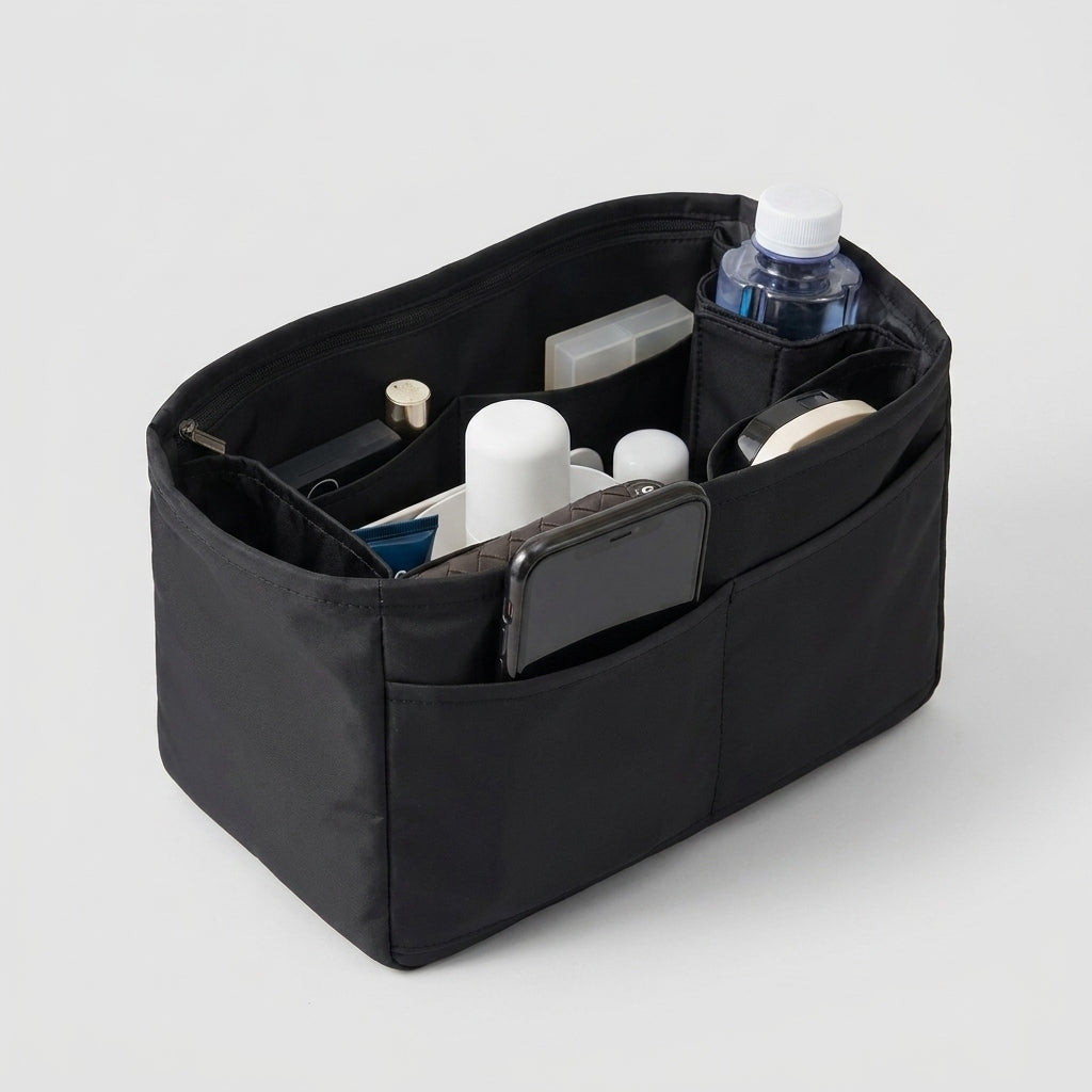 Bag Organiser for LV Neverfull flat lay showing exterior colour, MonBebe Singapore