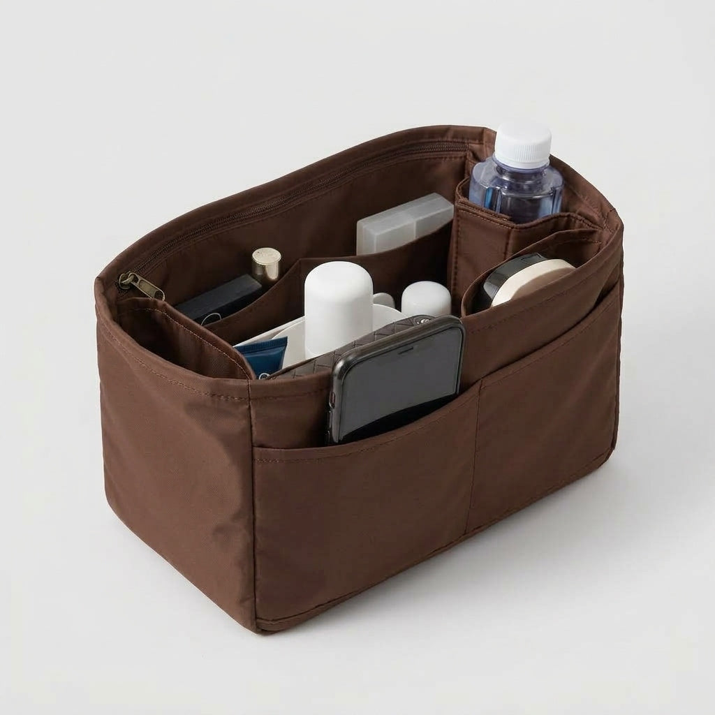 Bag Organiser for LV Neverfull flat lay showing exterior colour, MonBebe Singapore
