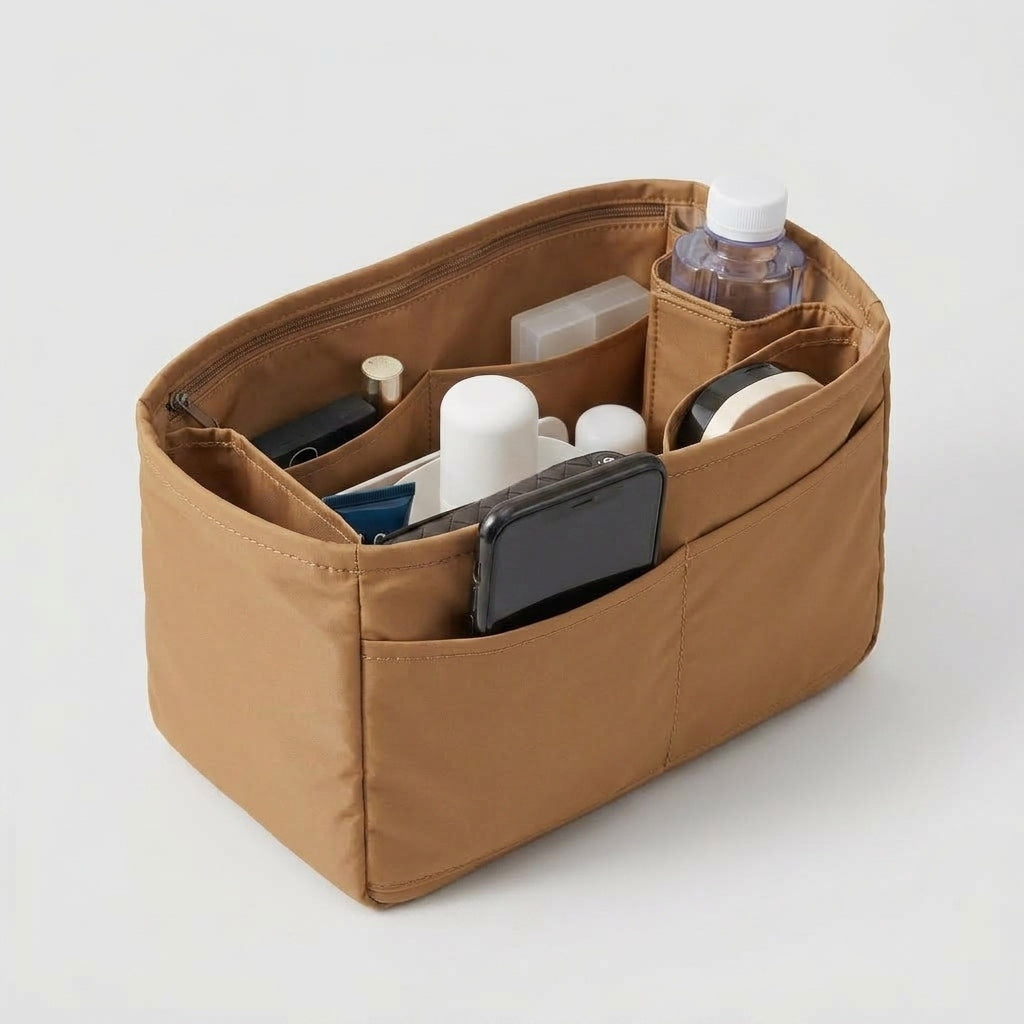 Bag Organiser for LV Neverfull flat lay showing exterior colour, MonBebe Singapore