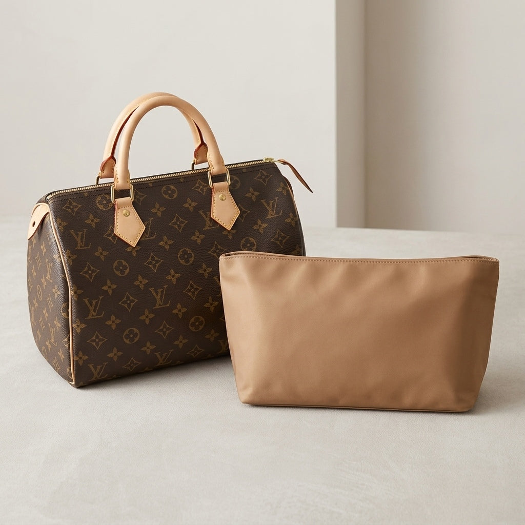 Bag Organiser for LV Speedy fitted inside a Speedy bag, showing structure and fit, MonBebe Singapore