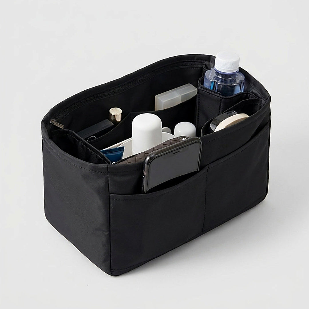 Bag organiser flat lay showing exterior colour and pockets, MonBebe Singapore