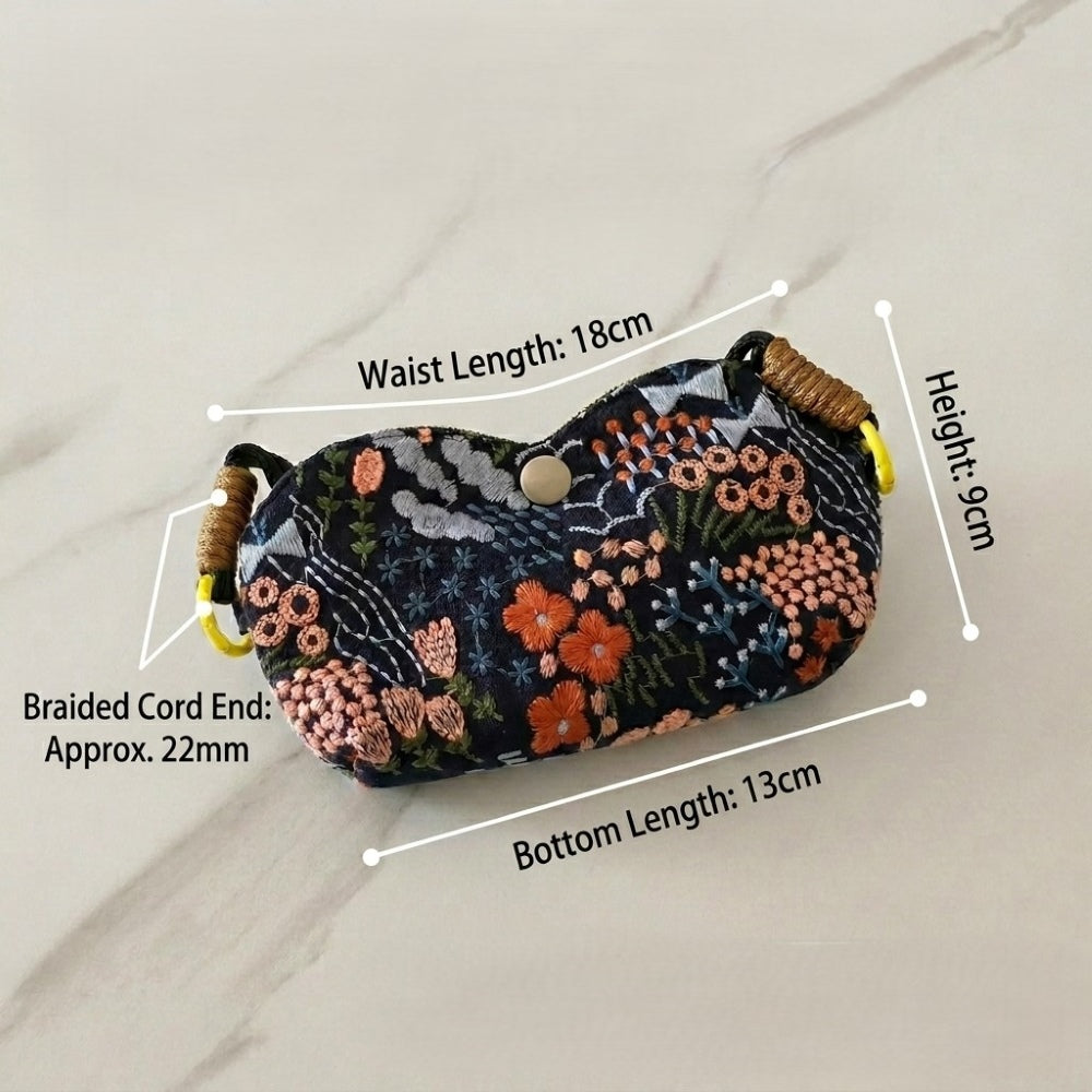 Bloom embroidered glasses case in Wild Garden — navy floral embroidery, MonBebe Singapore