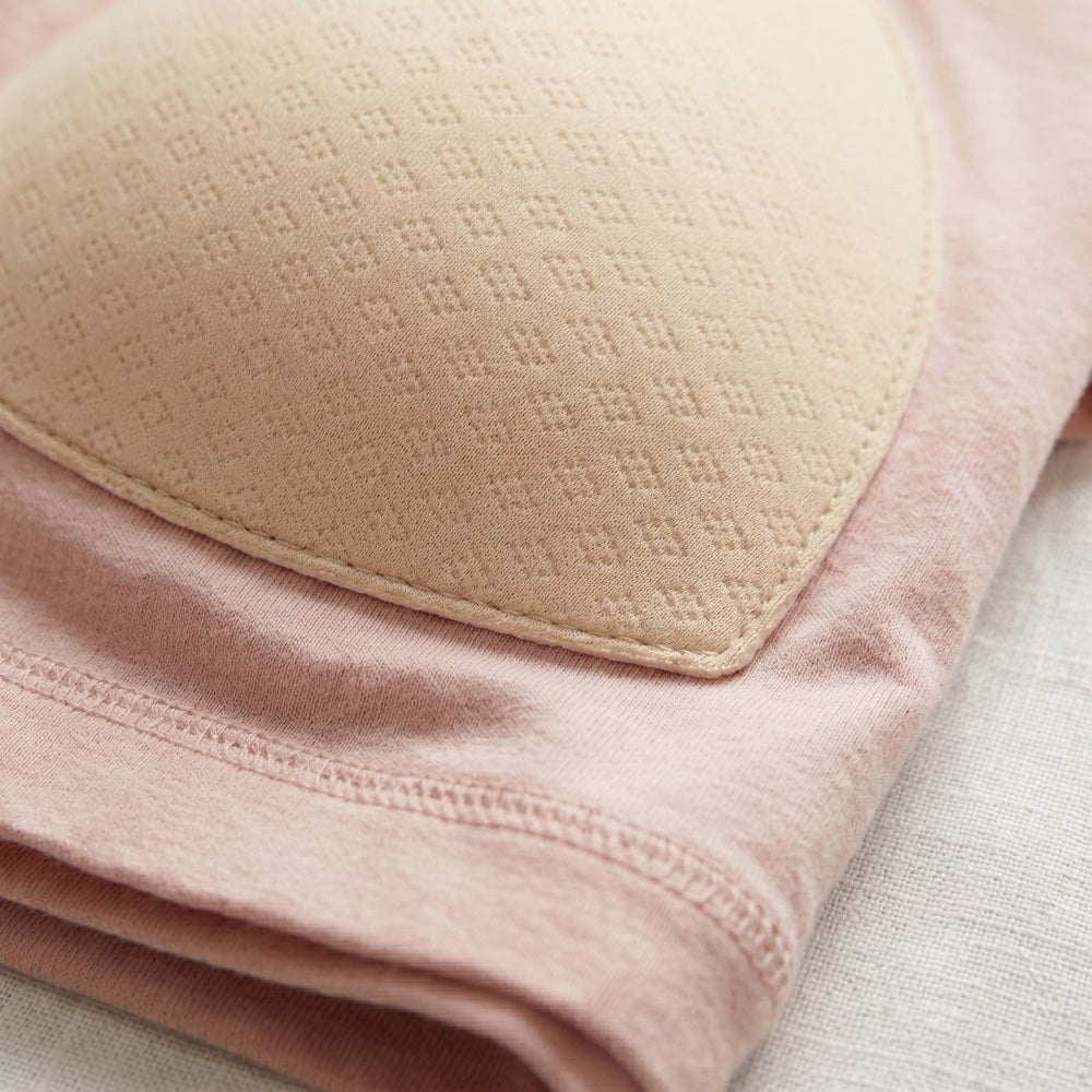Cool-touch lounge top with built-in bra pad for girls powder pink — MonBebe Singapore