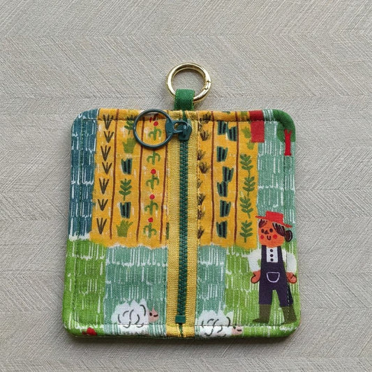 Little Farmhand Everyday Pouch flat lay, farmer and sheep print, MonBebe Singapore