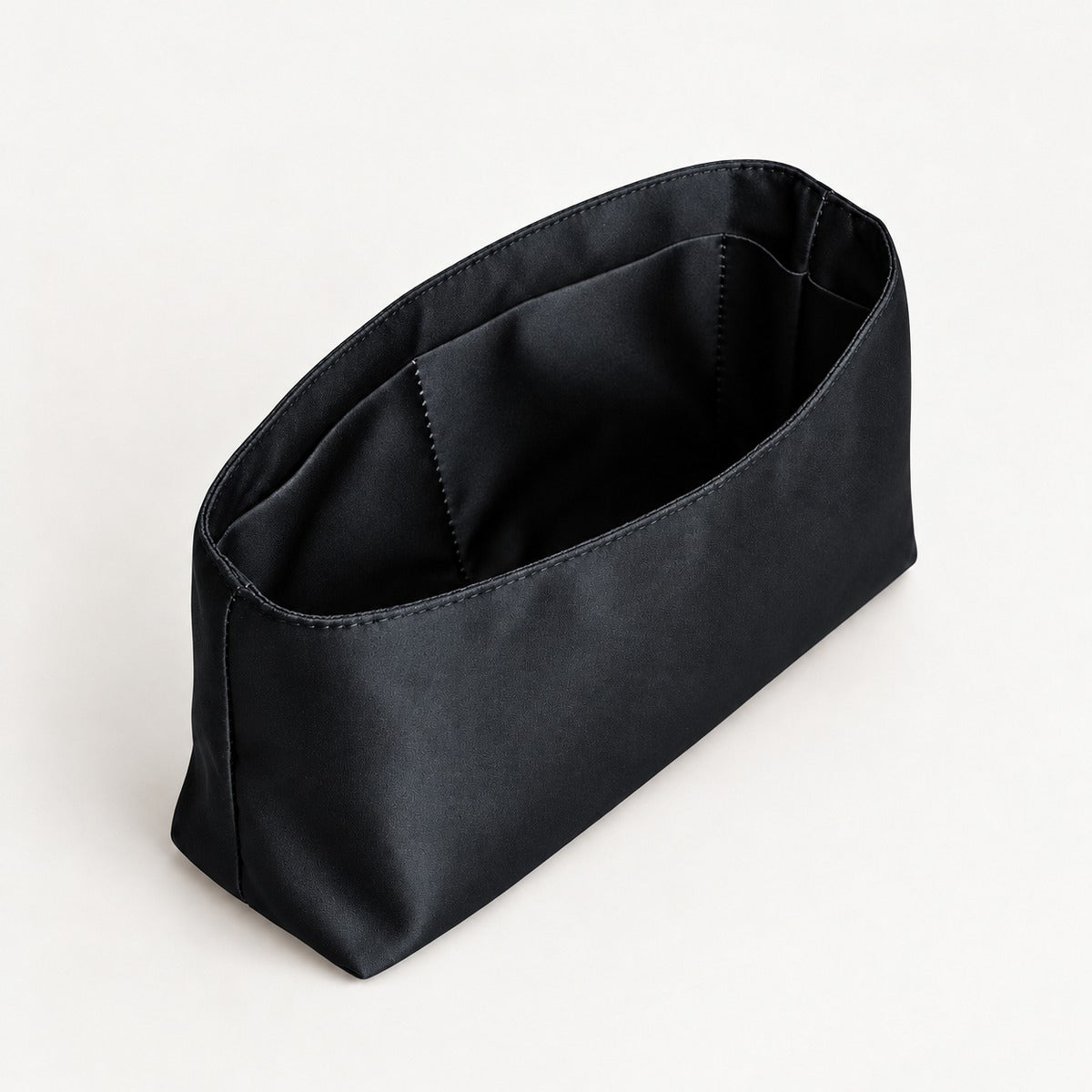 Bag organiser for Chanel 2.55 in Black satin, flat lay, MonBebe Singapore