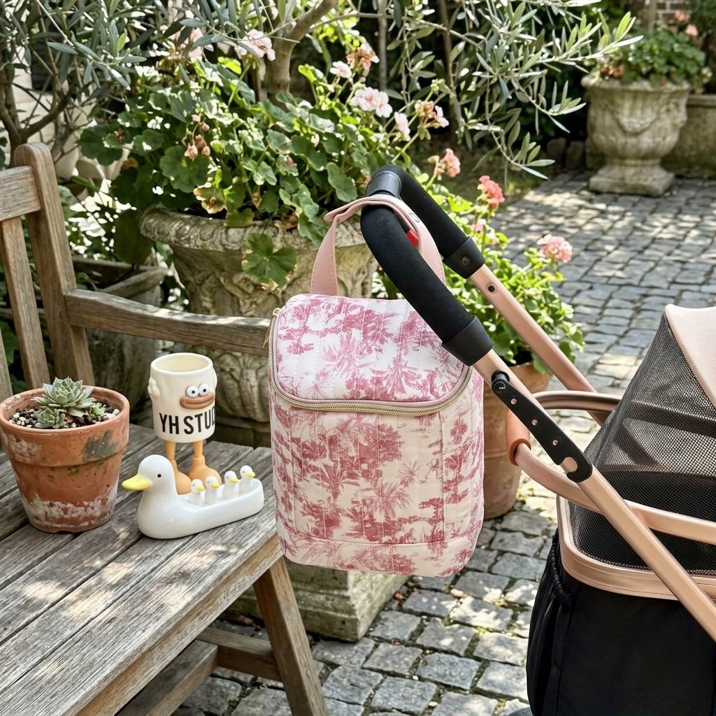 Colette lunch bag clipped onto a stroller handle, MonBebe Singapore