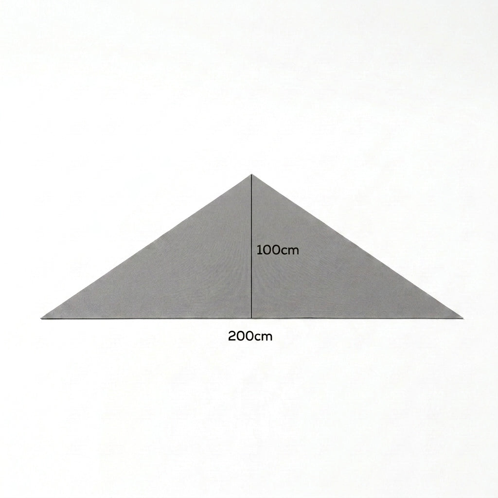 Demi triangular scarf shown at full 200cm x 100cm size for scale, MonBebe Singapore