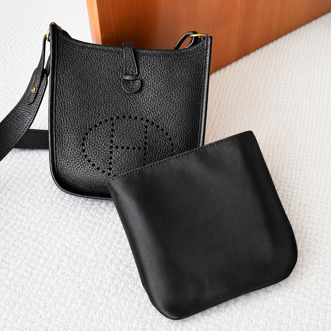 Bag organiser for Hermes Evelyne in Black satin, MonBebe Singapore