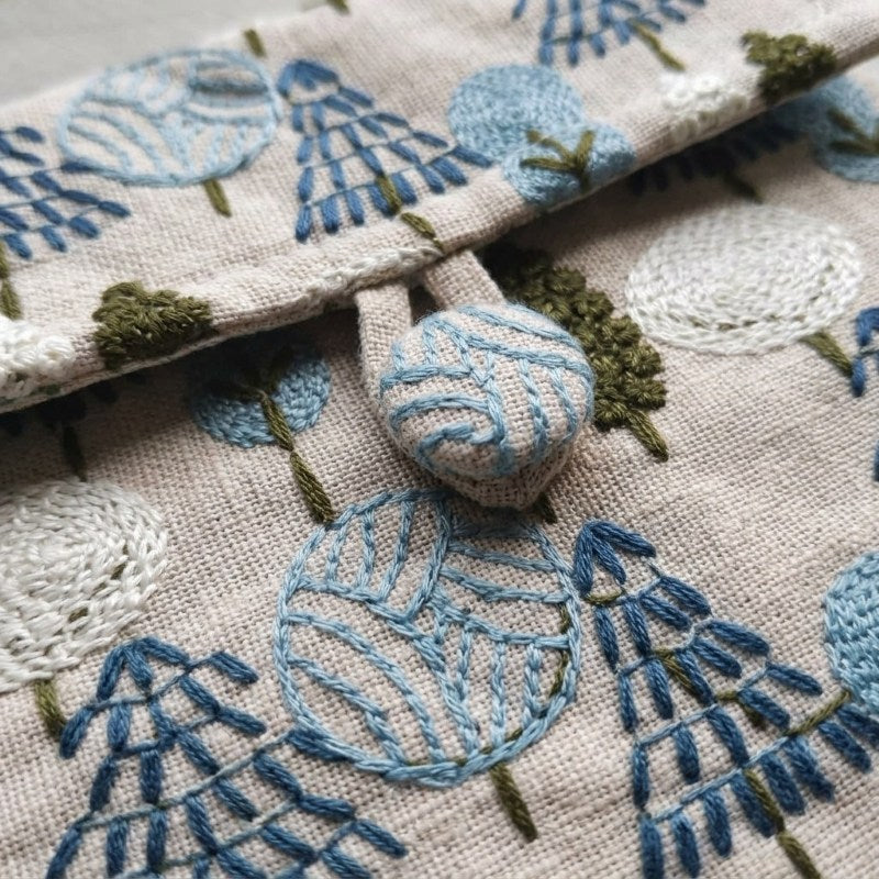 Close-up of fabric loop and button closure on Rowan sleeve, MonBebe Singapore