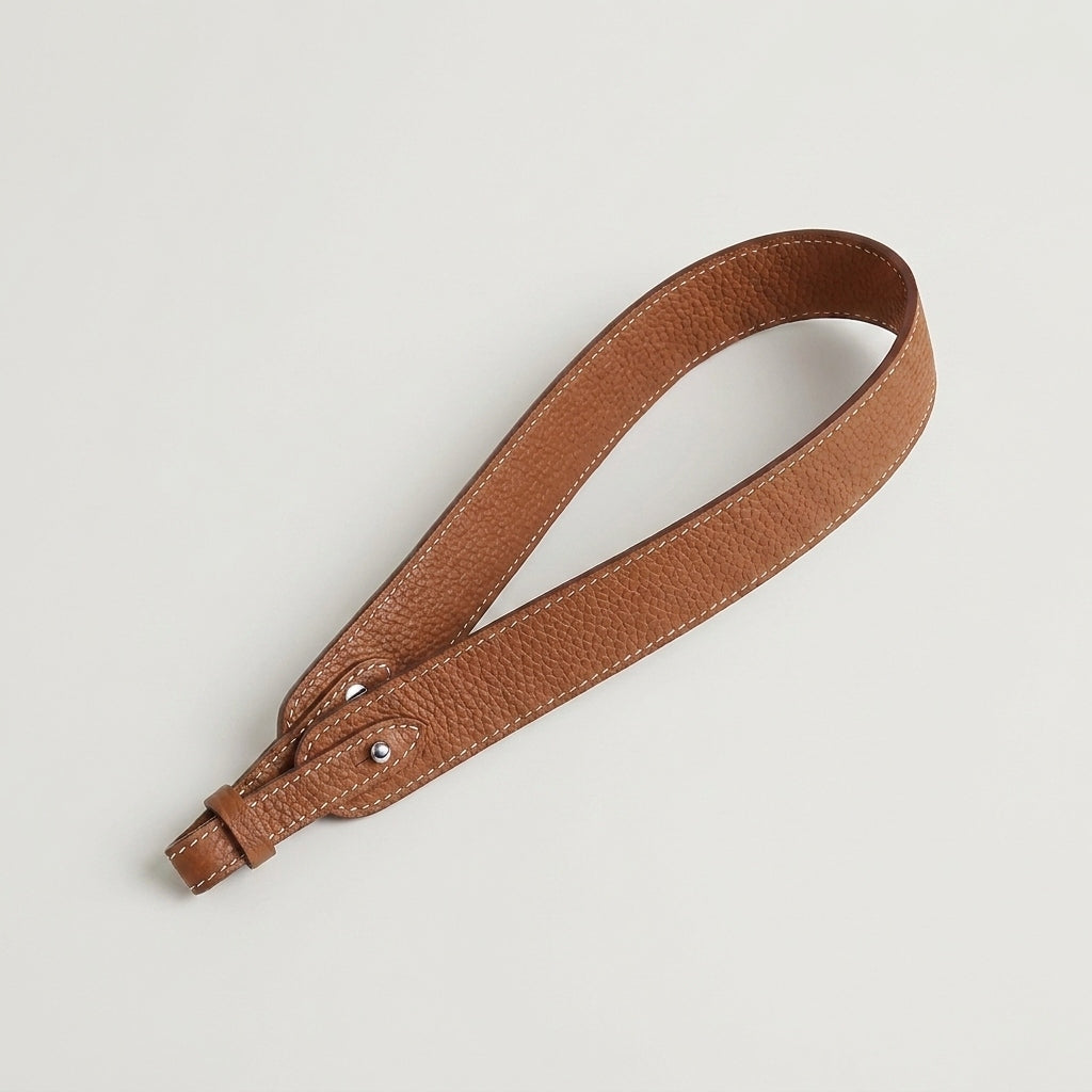 Wren genuine leather Picotin strap in golden brown, silver hardware – MonBebe