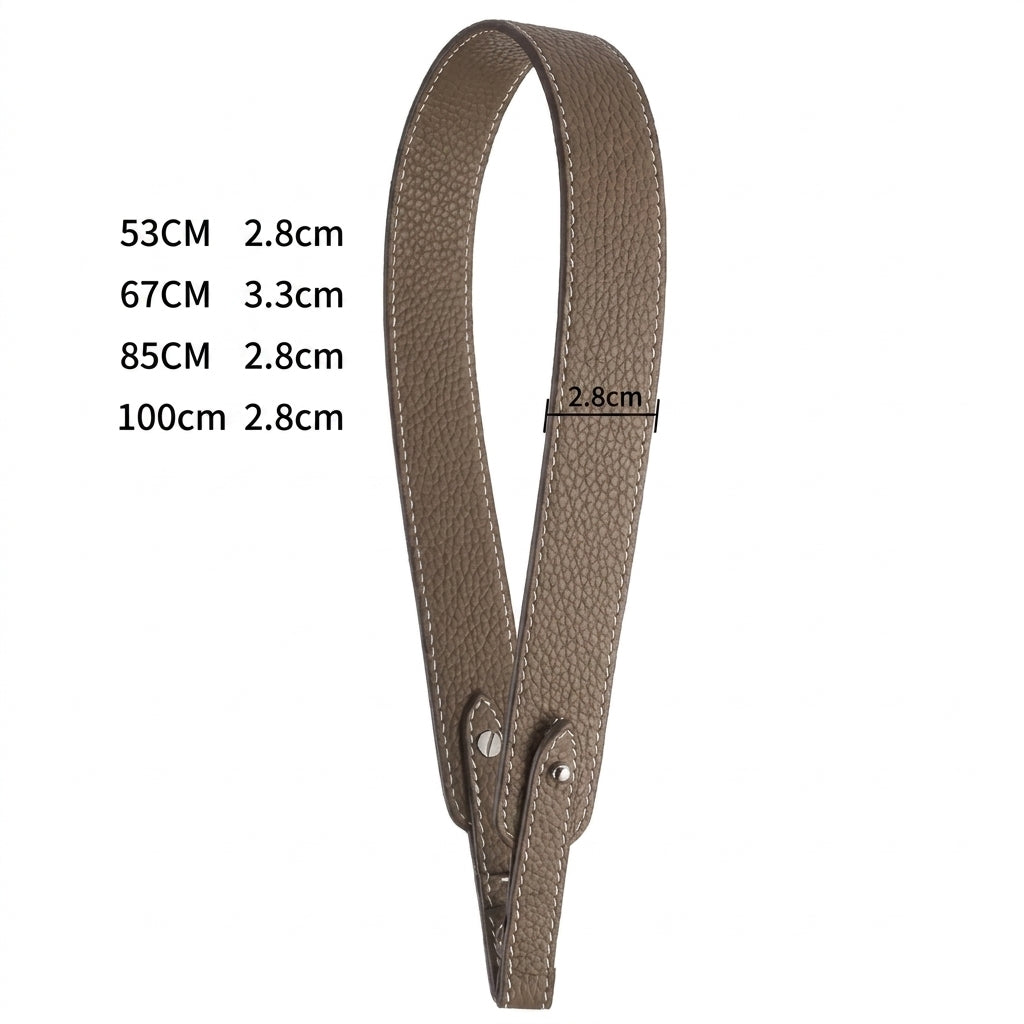 Wren leather Picotin strap shown at 53cm, 67cm, 85cm and 100cm lengths – MonBebe