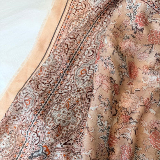 Video of Fiora lightweight wool scarf with paisley and floral print — MonBebe Singapore