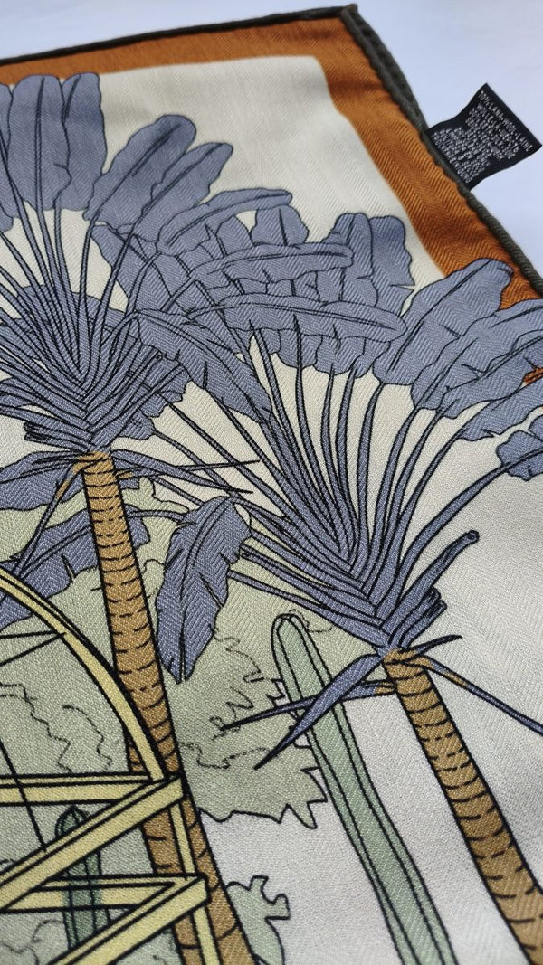 Video of Haru silk-wool blanket shawl, showing muted botanical illustration and versatile wear